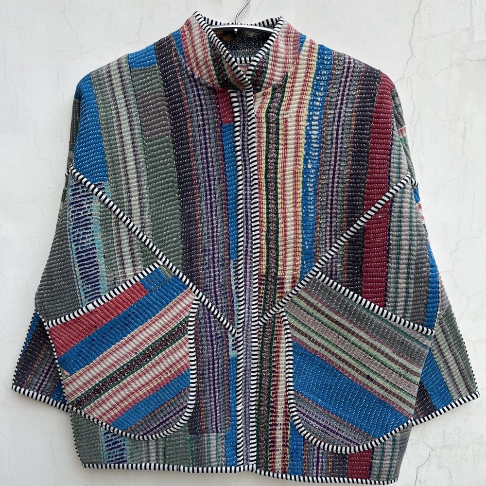 Quilted Namai Design Kantha Patchwork Reversible Jacket New